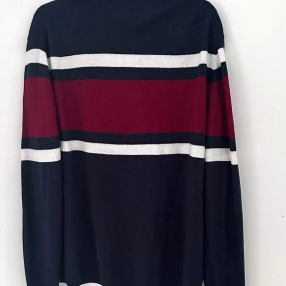 U.S. Polo Assn. Men's Large Navy Red White Colorblock Knit Sweater Pullover - Picture 3 of 4